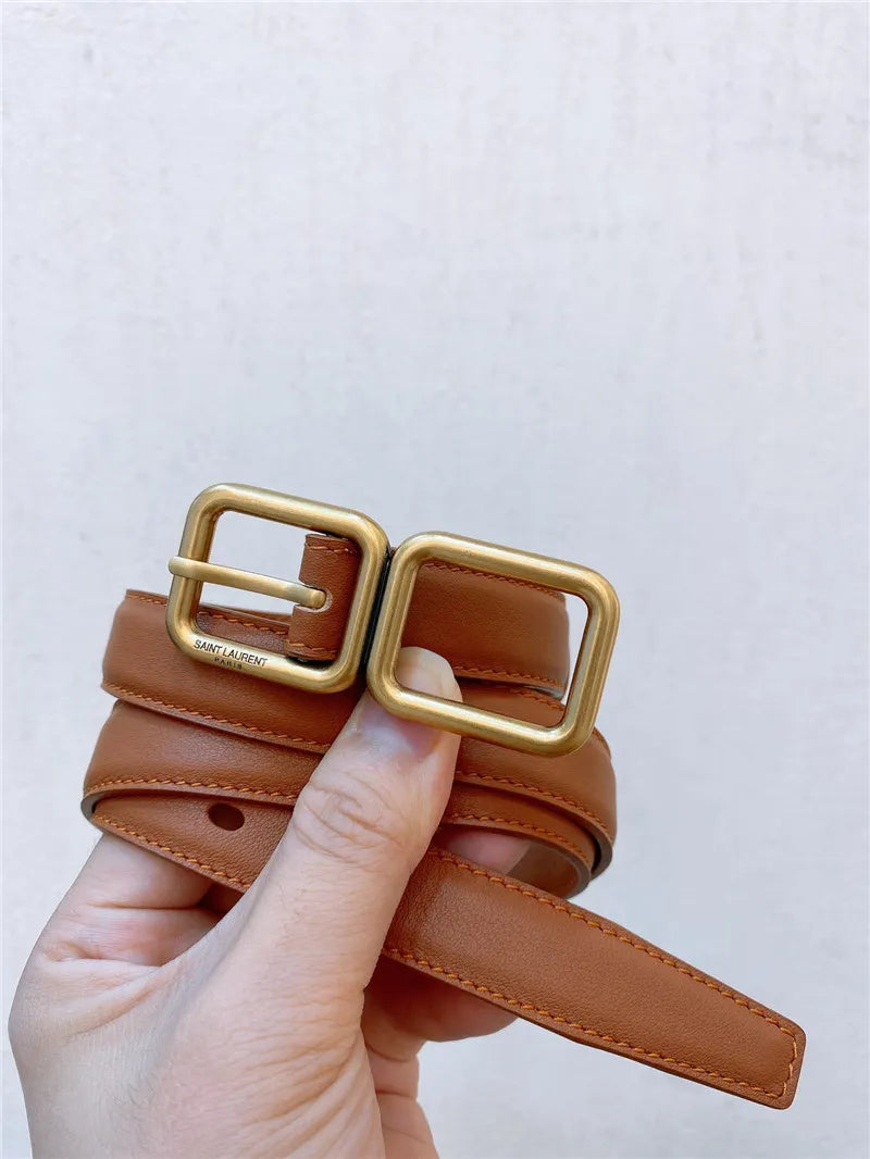 YSL Double Buckle Narrow Belt