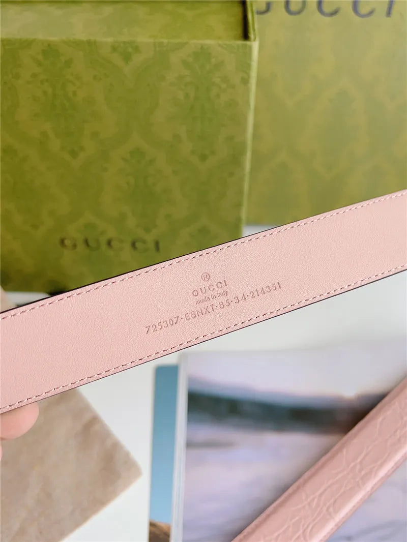gucci print embossed leather belt