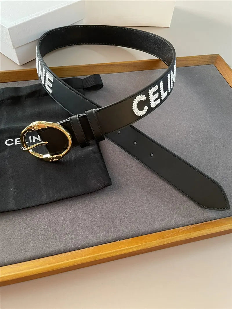 celine embroidered belt in vintage calfskin