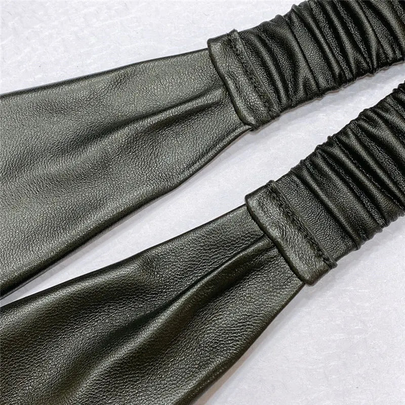 chanel smooth CC brass buckle sheepskin elastic belt