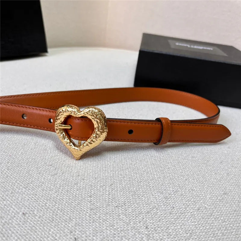 ysl leather heart pin buckle belt