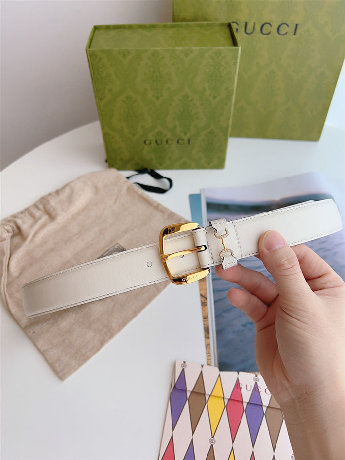 gucci print embossed leather belt