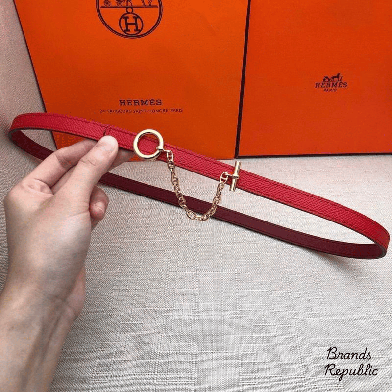 Hermès 13MM Red Carrousel Reversible Belt In Different Buckle Colors