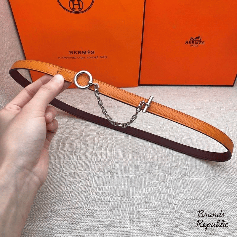 Hermès 13MM Orange Carrousel Reversible Belt In Different Buckle Colors