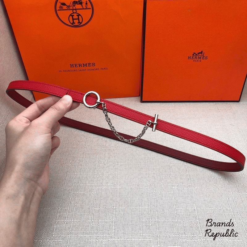 Hermès 13MM Red Carrousel Reversible Belt In Different Buckle Colors