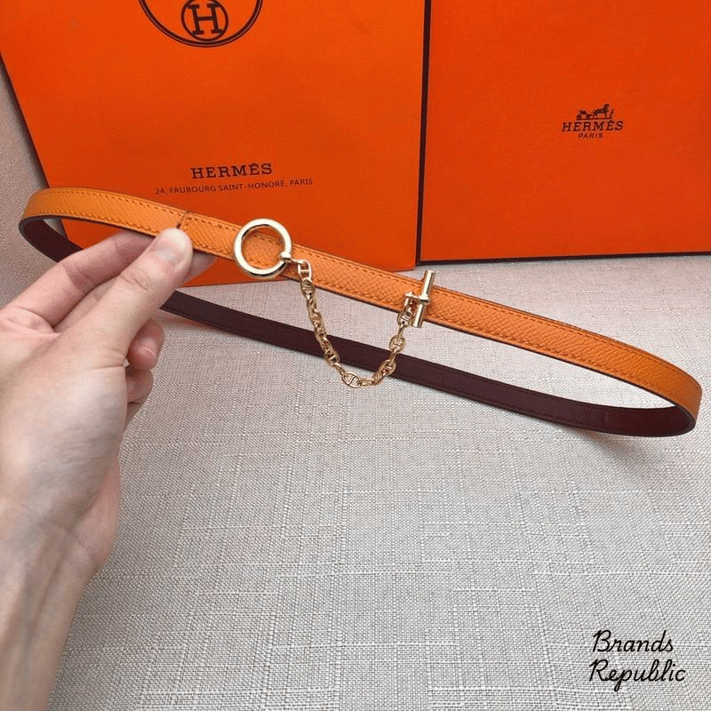 Hermès 13MM Orange Carrousel Reversible Belt In Different Buckle Colors