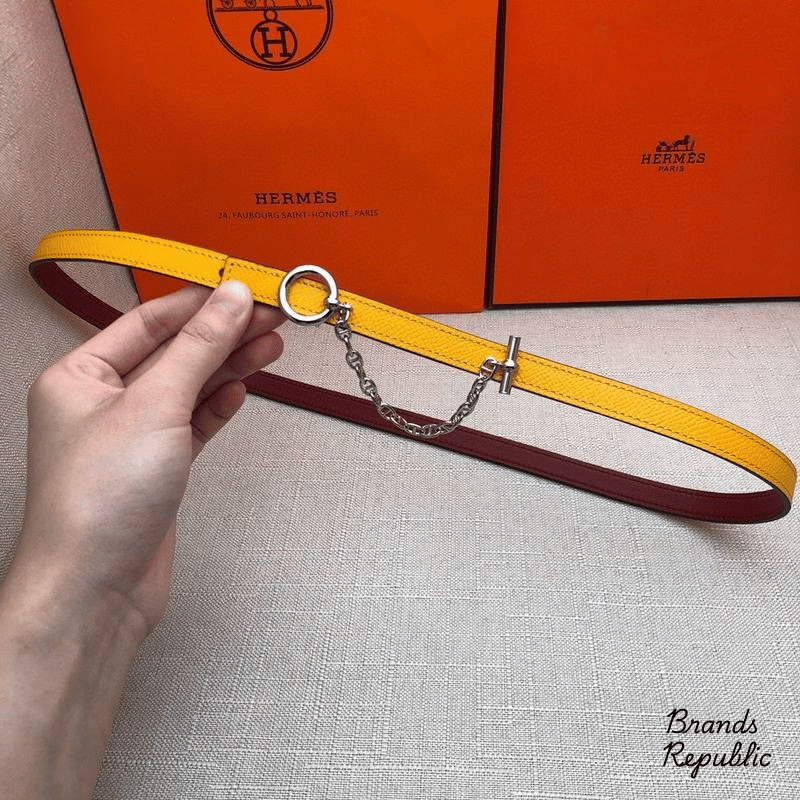 Hermès 13MM Yellow Carrousel Reversible Belt In Different Buckle Colors