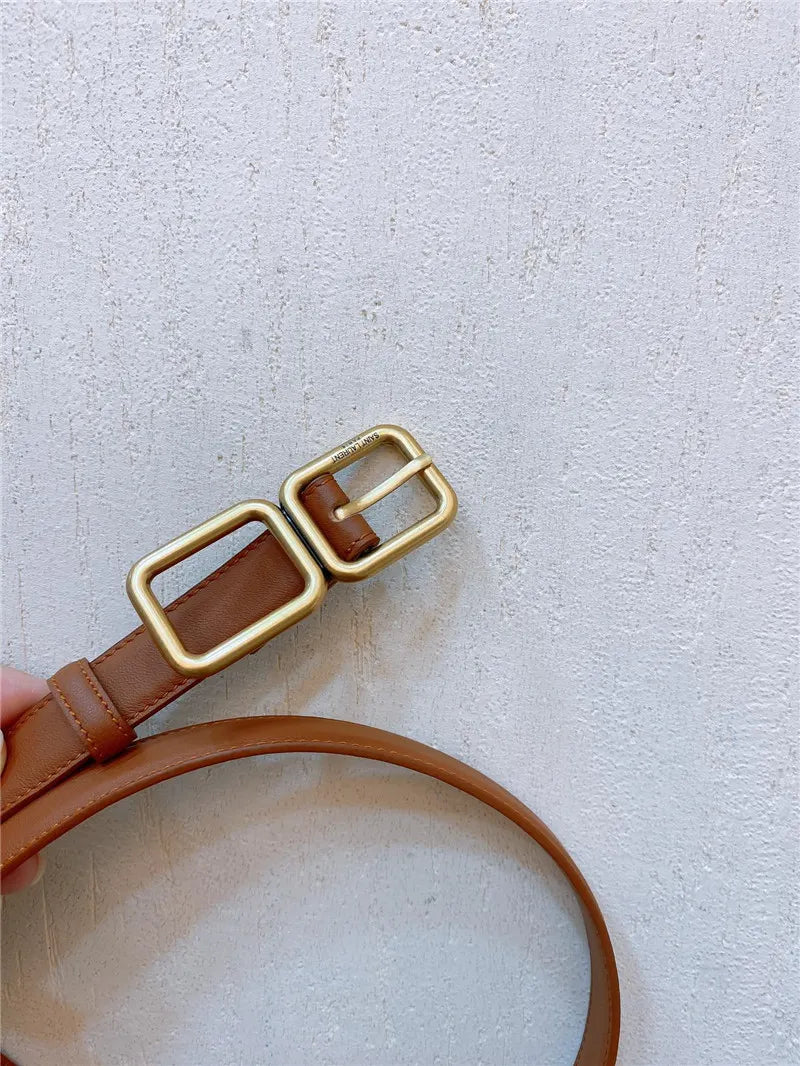YSL Double Buckle Narrow Belt