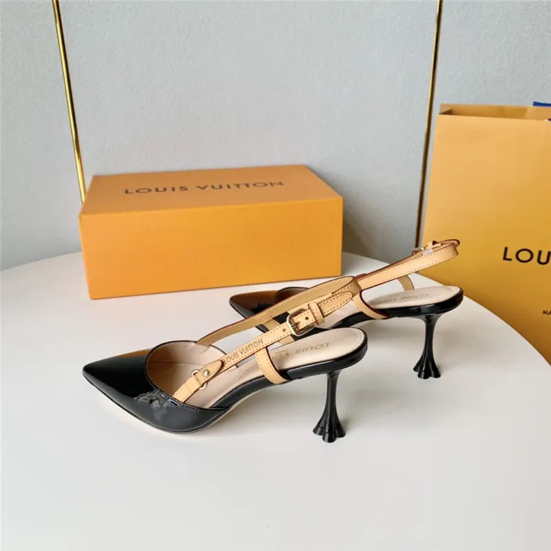 louis vuitton LV flower electroplated heel back high heel sandals
