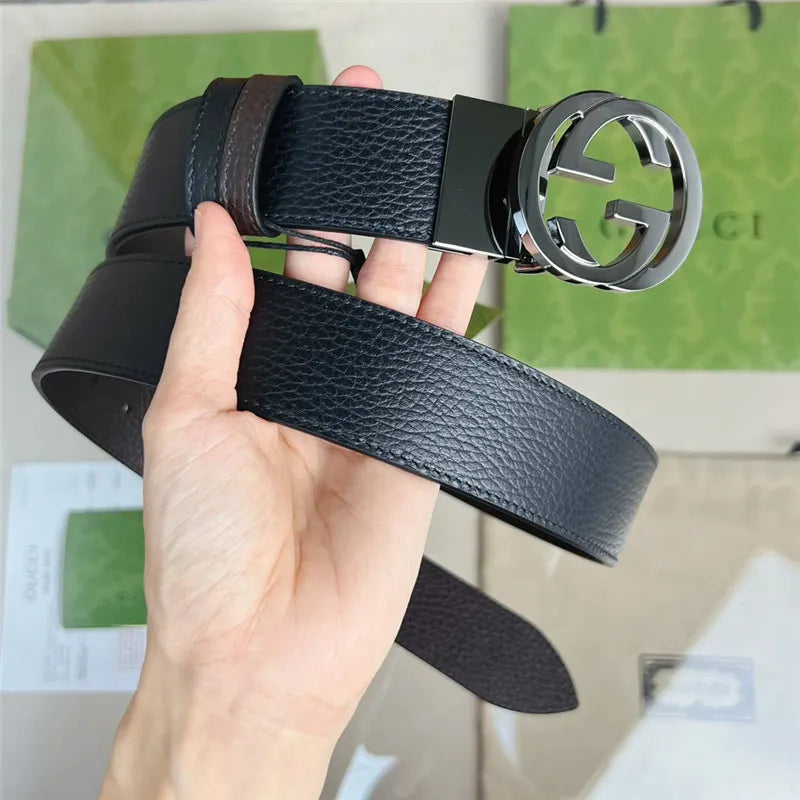 gucci reversible belt in textured leather