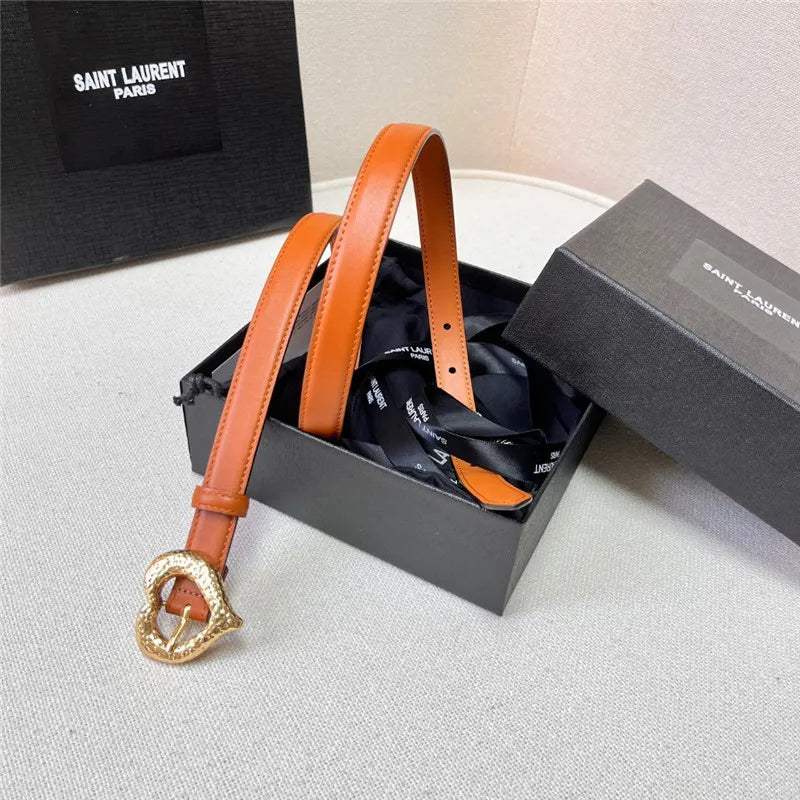 ysl leather heart pin buckle belt