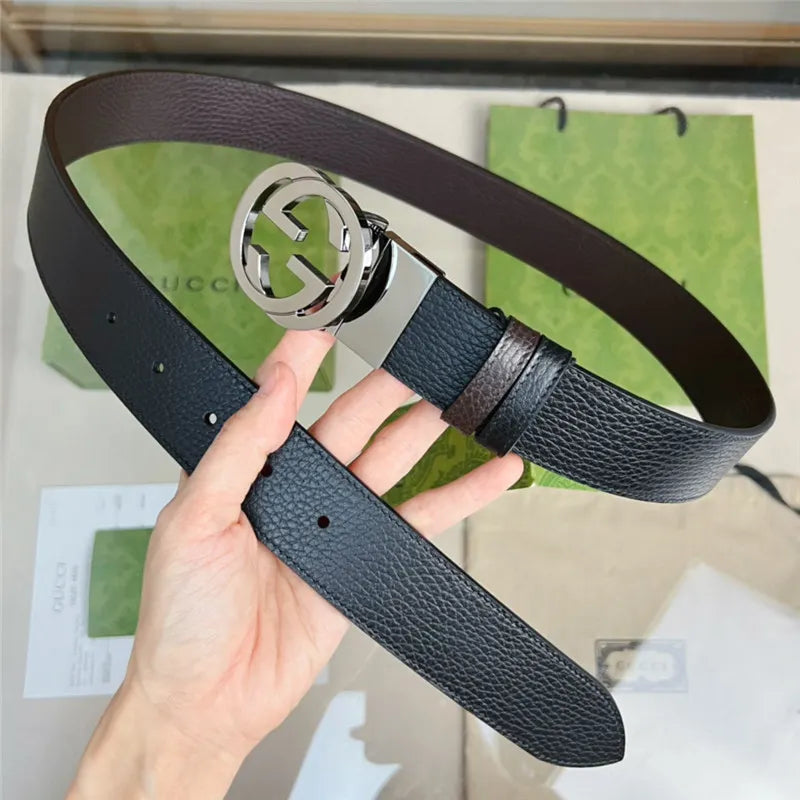 gucci reversible belt in textured leather