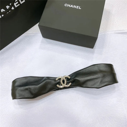 chanel smooth CC brass buckle sheepskin elastic belt