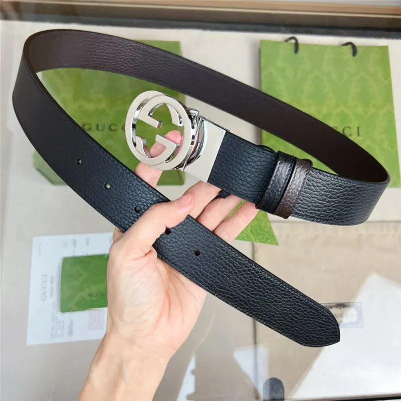 gucci reversible belt in textured leather