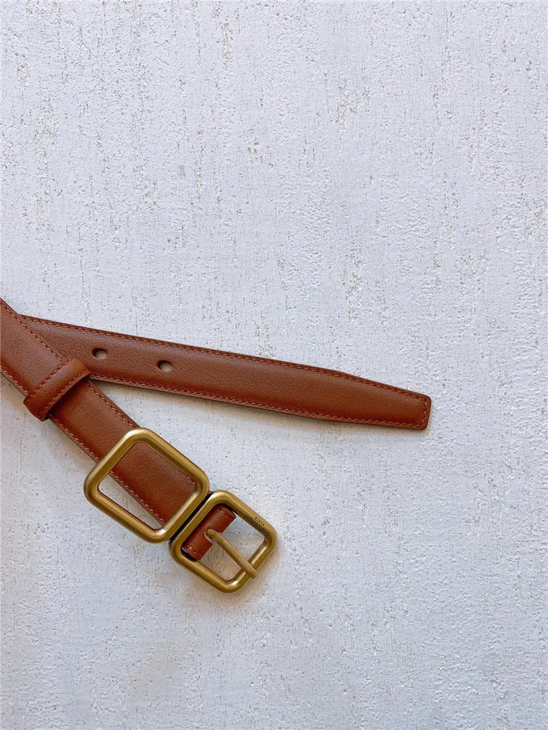 YSL Double Buckle Narrow Belt