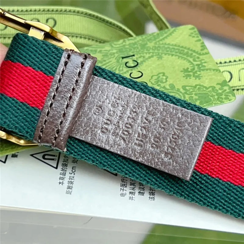 gucci webbing belt with rectangular buckle