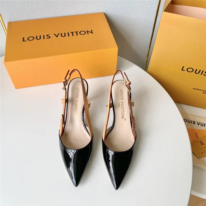 louis vuitton LV flower electroplated heel back high heel sandals
