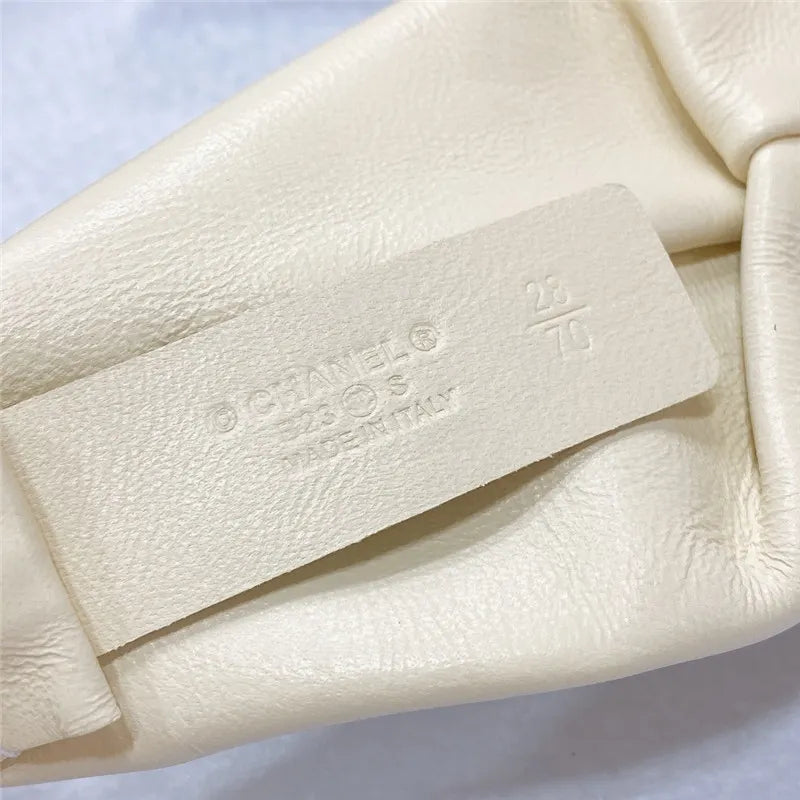 chanel smooth CC brass buckle sheepskin elastic belt