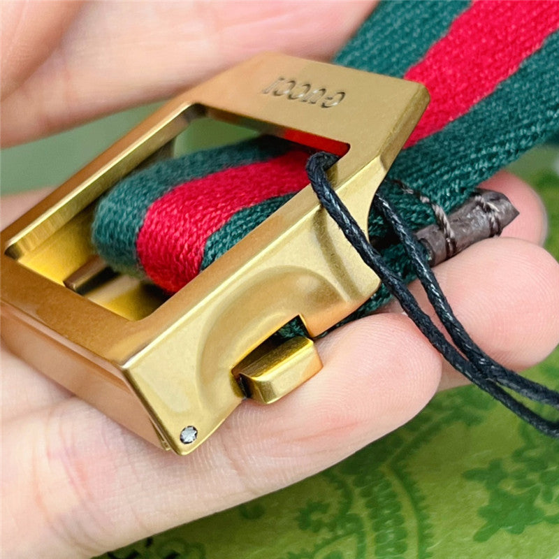 gucci webbing belt with rectangular buckle
