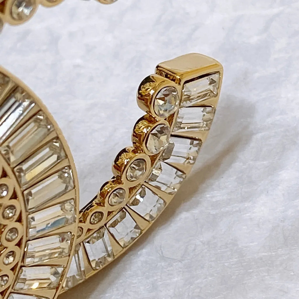 chanel rhinestone golden brass metal logo buckle calfskin belt
