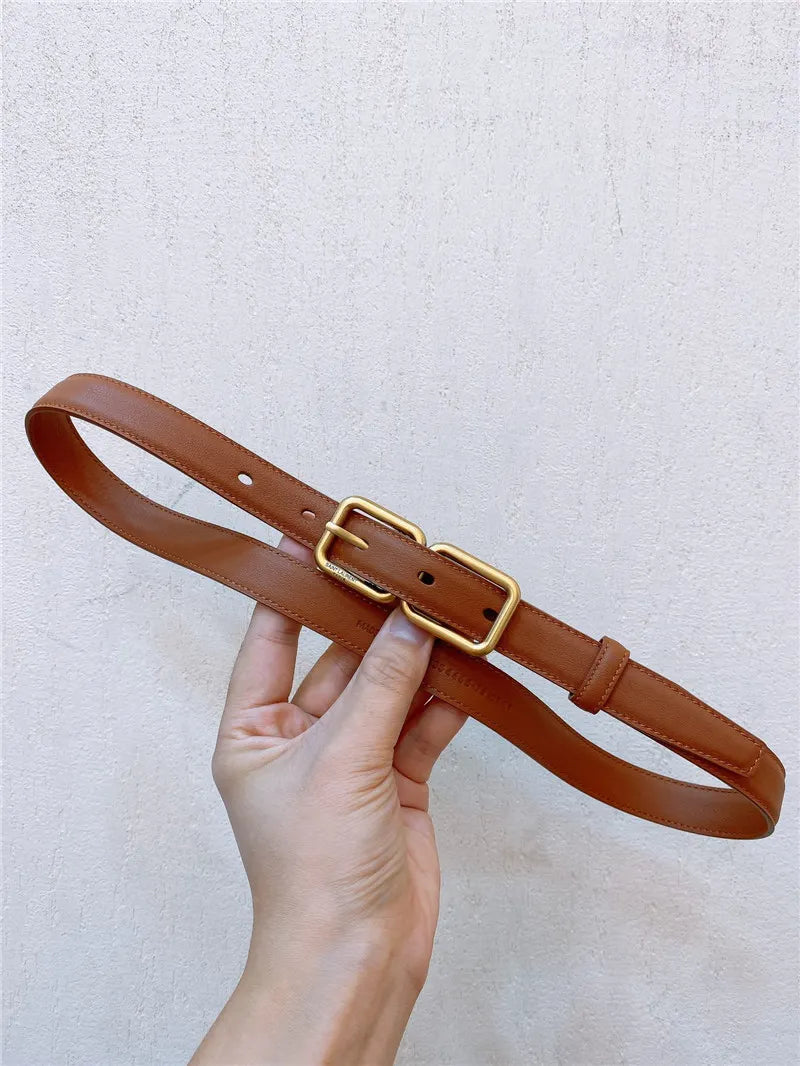 YSL Double Buckle Narrow Belt