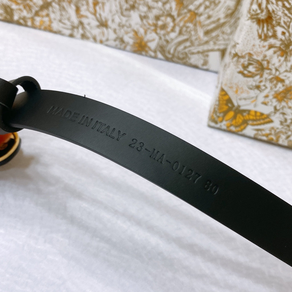 Dior new C D buckle brass calfskin belt