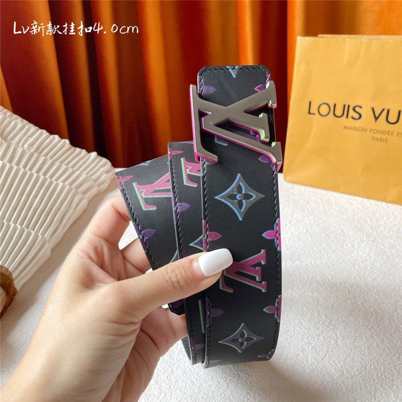 louis vuitton LV classic print with black plain bottom belt