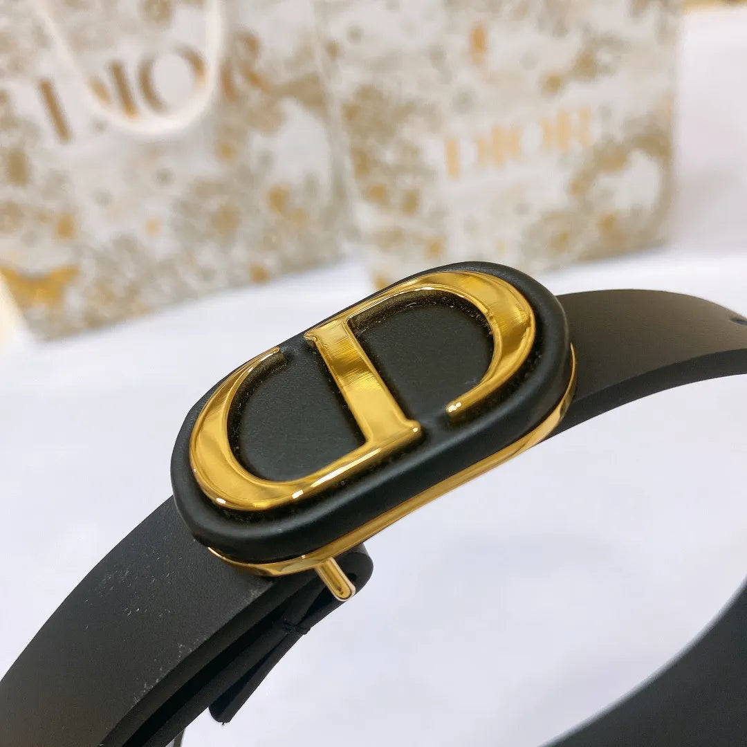 Dior new C D buckle brass calfskin belt
