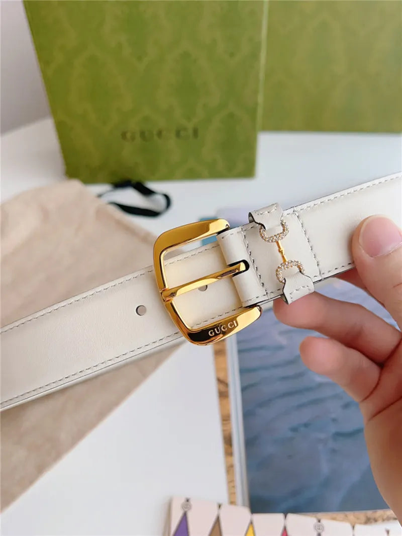 gucci print embossed leather belt